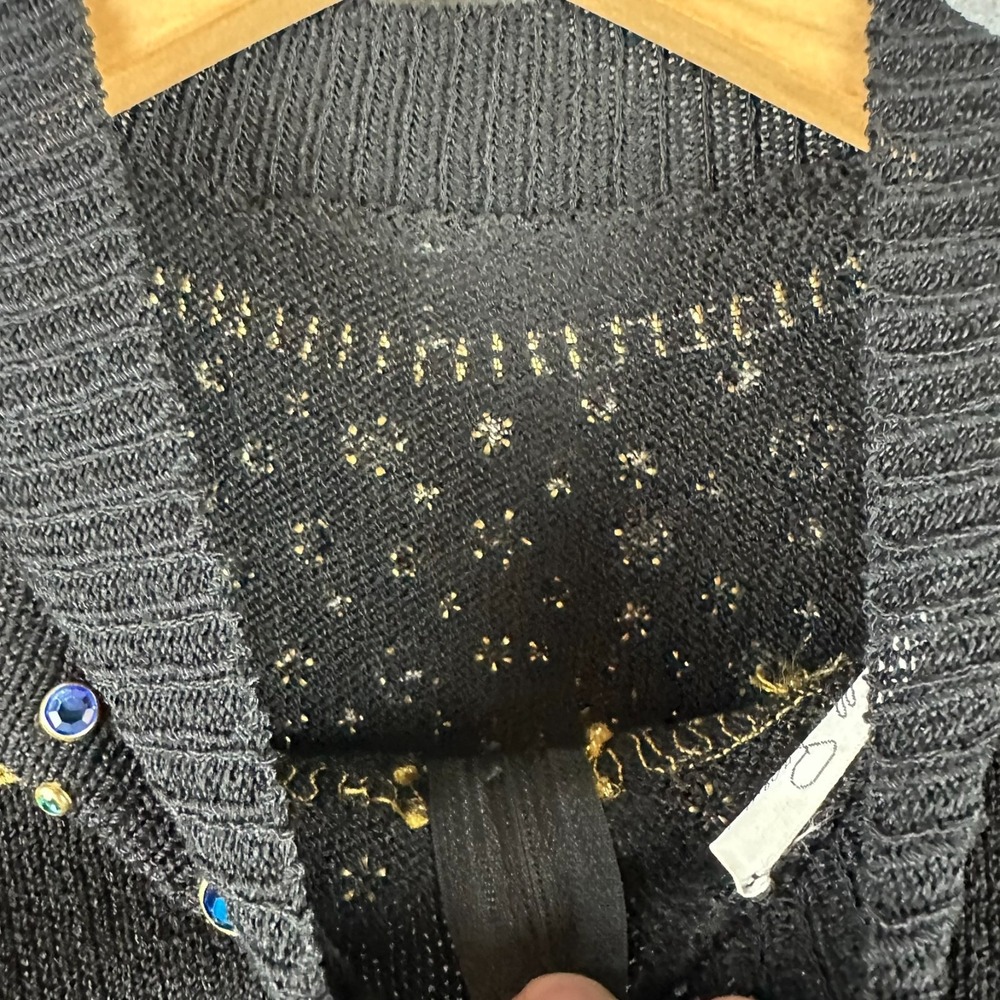 Vintage Antonella Preve NY Gold Tassels & 80's Bling Sweater Size Medium - Picture 5 of 11